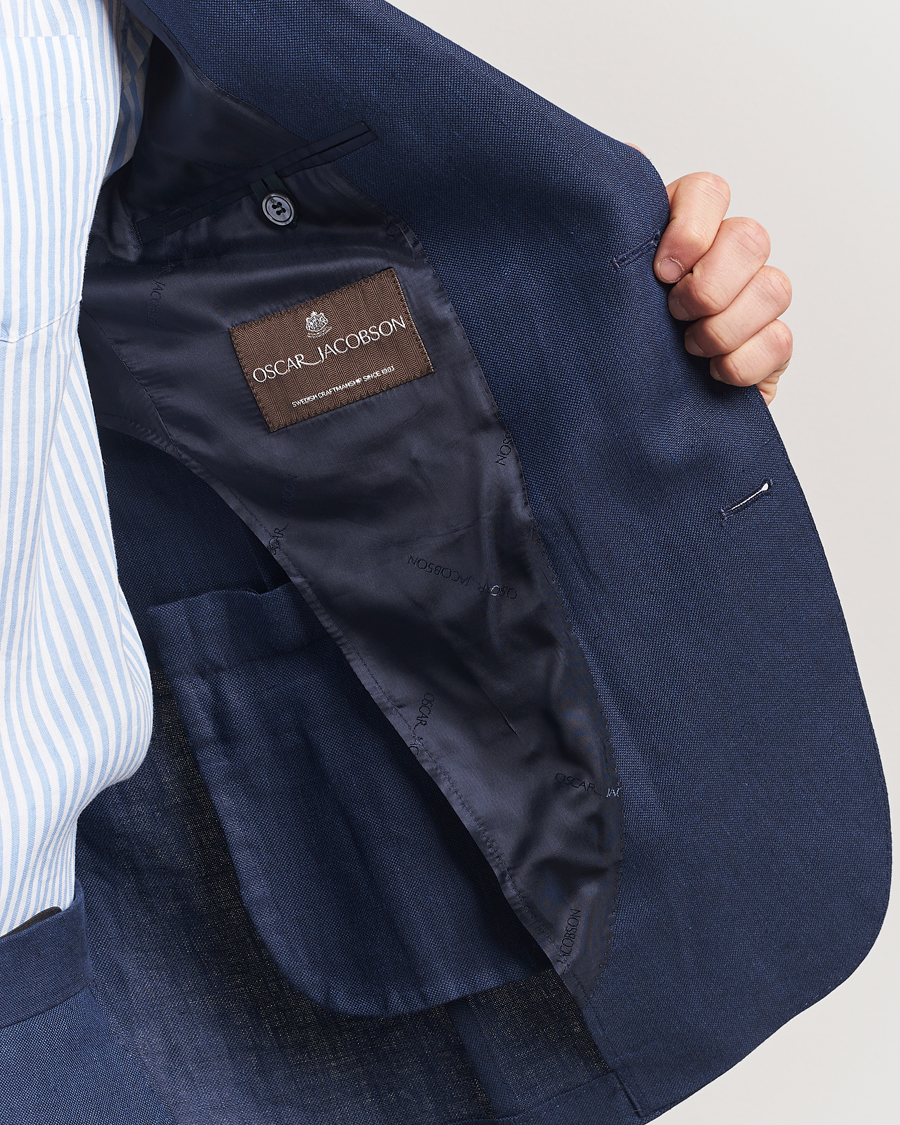 Herren | Sakkos | Oscar Jacobson | Ferry Soft Linen Blazer Navy