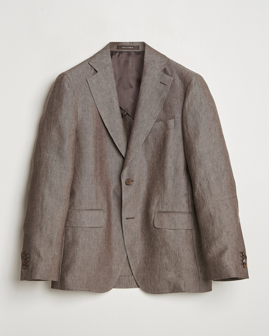 Herren | Sakkos | Oscar Jacobson | Ferry Soft Linen Blazer Brown
