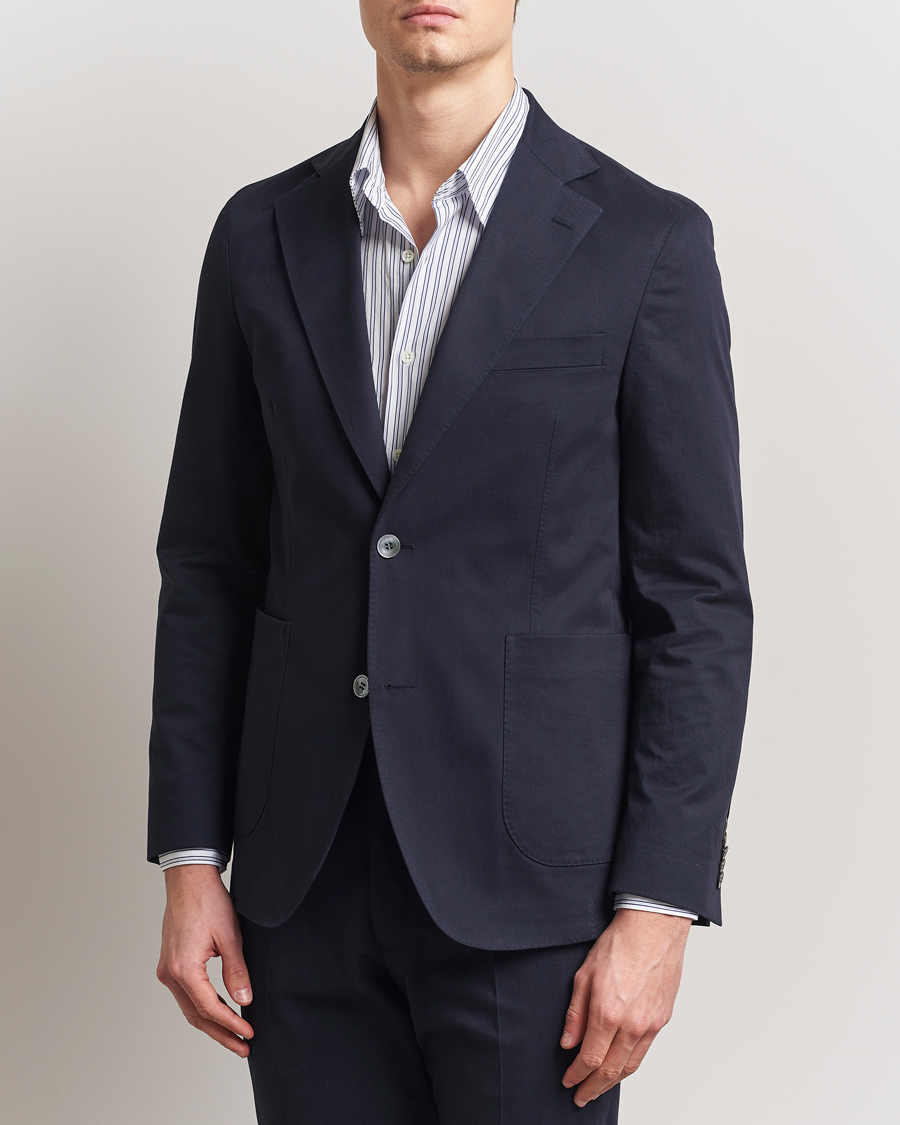 Herren | Sakkos | Oscar Jacobson | Ferry Patch Cotton Blazer Navy