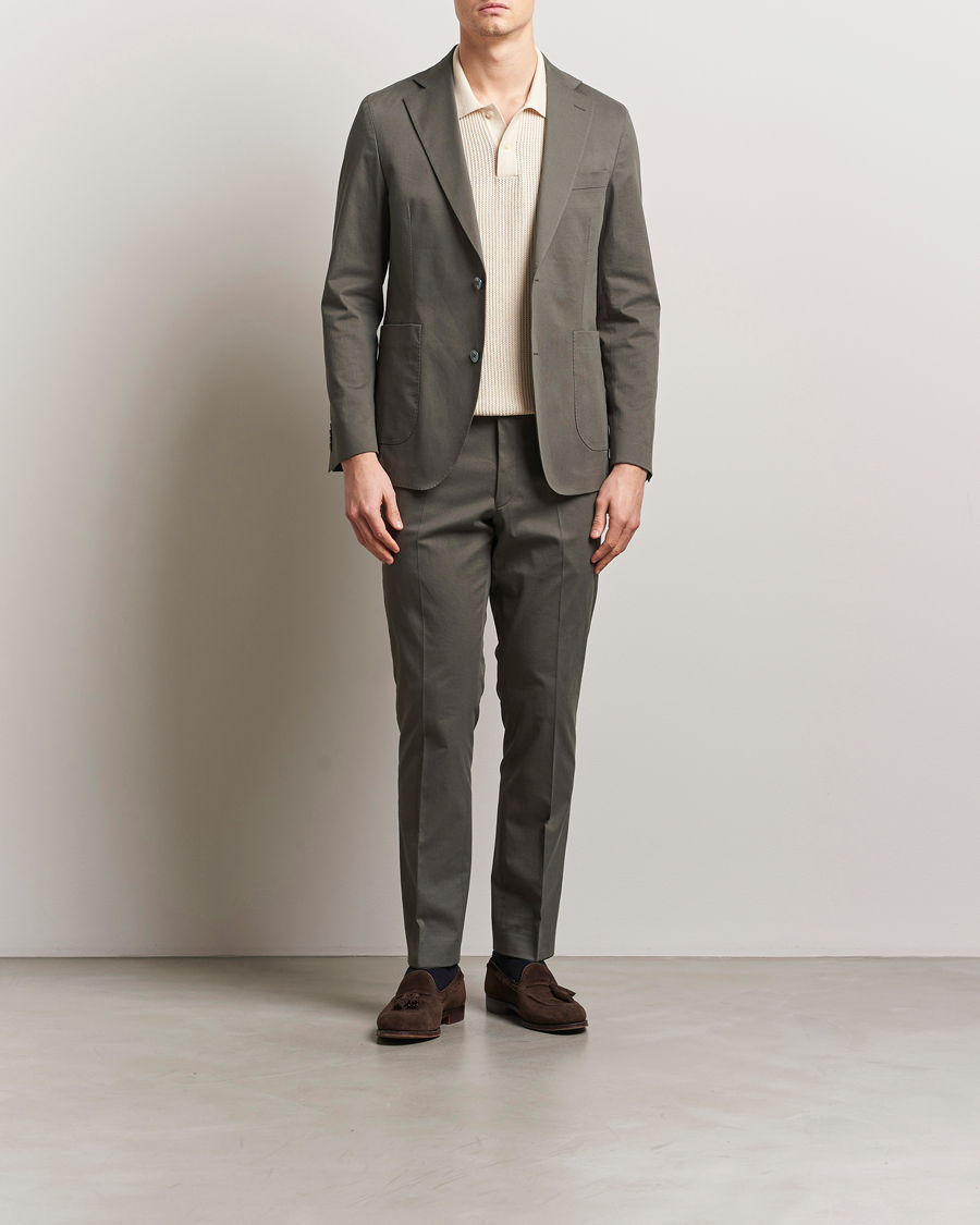 Herren | Sakkos | Oscar Jacobson | Ferry Patch Cotton Blazer Olive