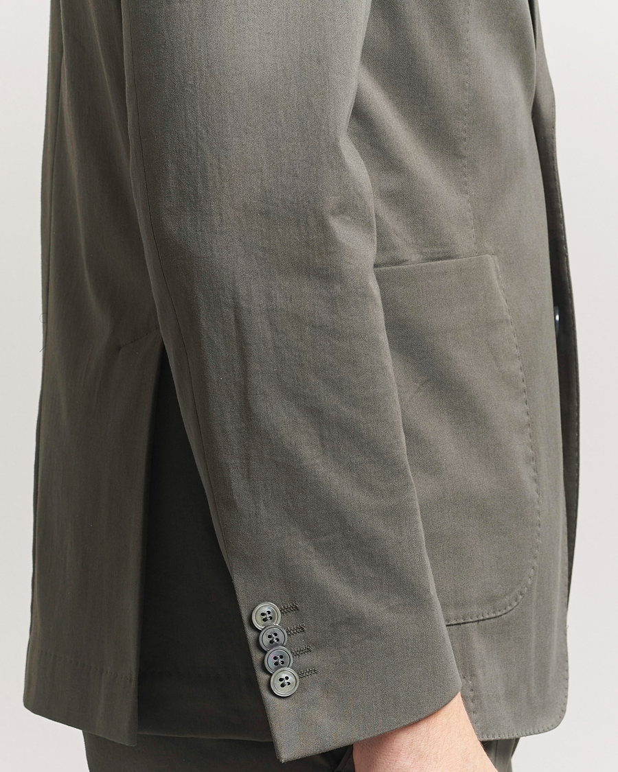 Herren | Sakkos | Oscar Jacobson | Ferry Patch Cotton Blazer Olive