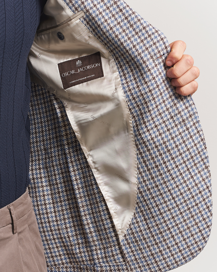 Herren | Sakkos | Oscar Jacobson | Ferry Soft Patch Pocket Cotton/Linen Blazer Blue