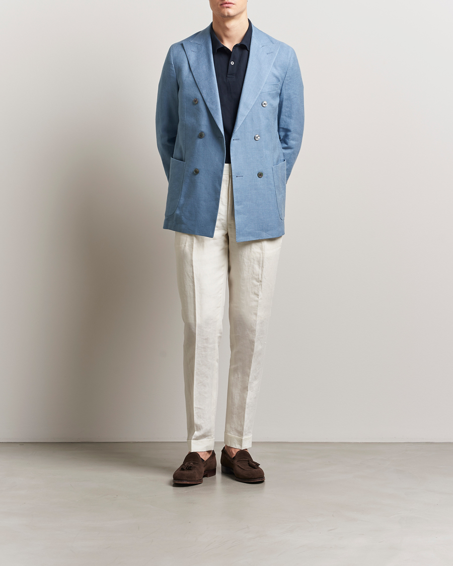 Herren | Sakkos | Oscar Jacobson | Farris Patch Soft DB Linen Blazer Light Blue