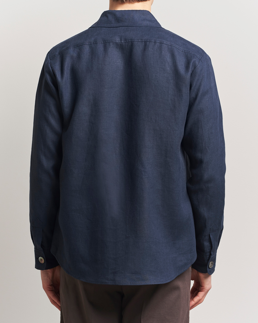 Herren | Hemden | Oscar Jacobson | Maverick Linen Shirt Jacket Navy