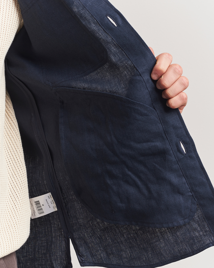 Herren | Hemden | Oscar Jacobson | Maverick Linen Shirt Jacket Navy