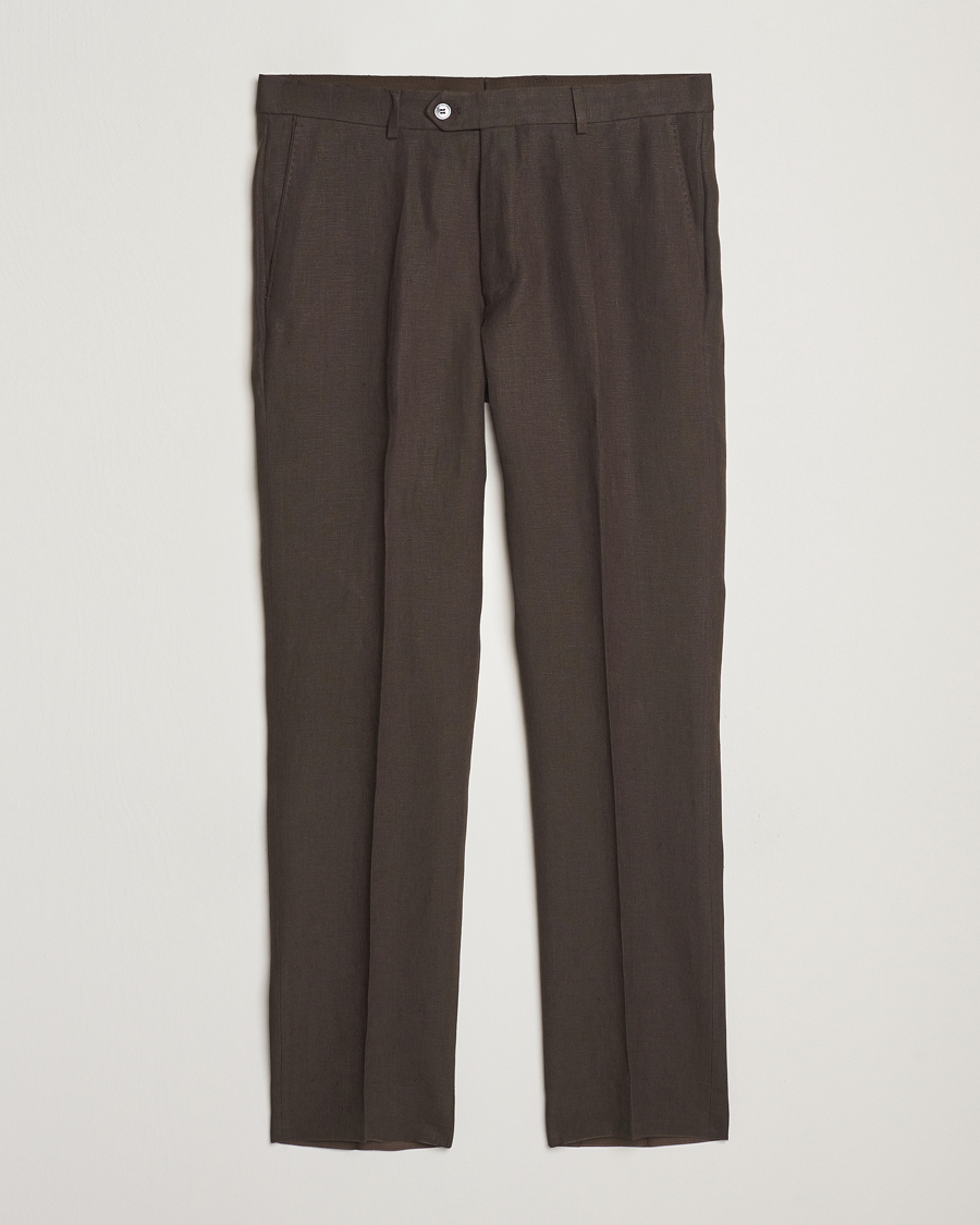 Herren | Hosen | Oscar Jacobson | Dandy Linen Trousers Brown