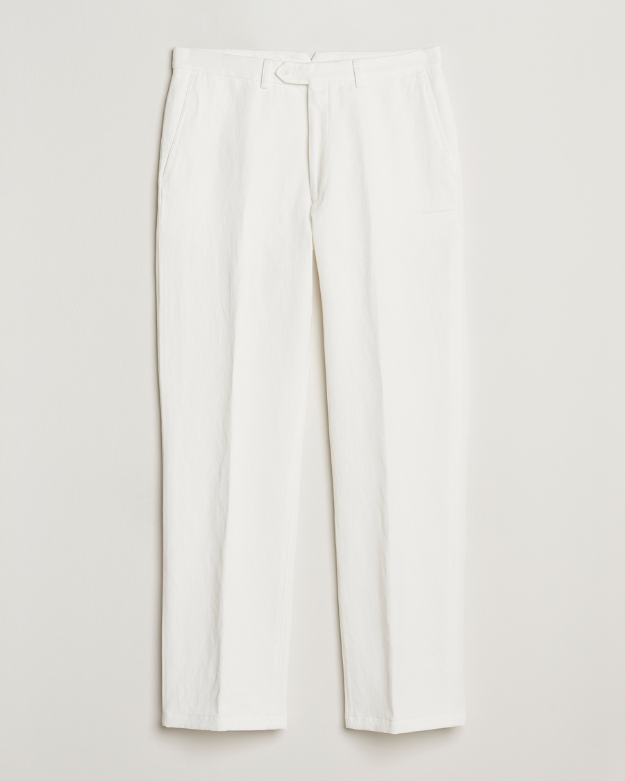 Herren | Hosen | Oscar Jacobson | Del Cotton/Linen Trousers White
