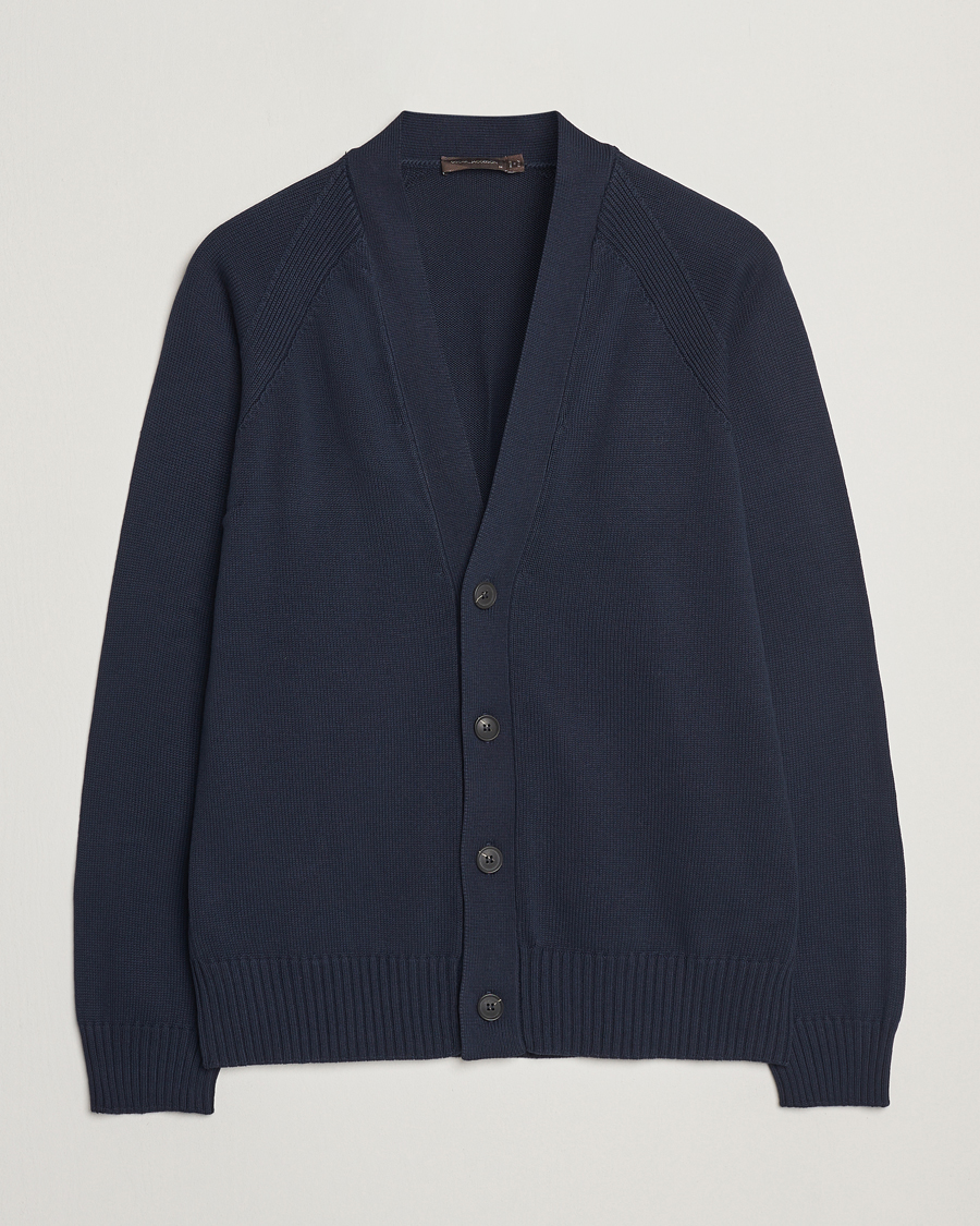 Herren | Pullover | Oscar Jacobson | Hover Cotton Cardigan Navy