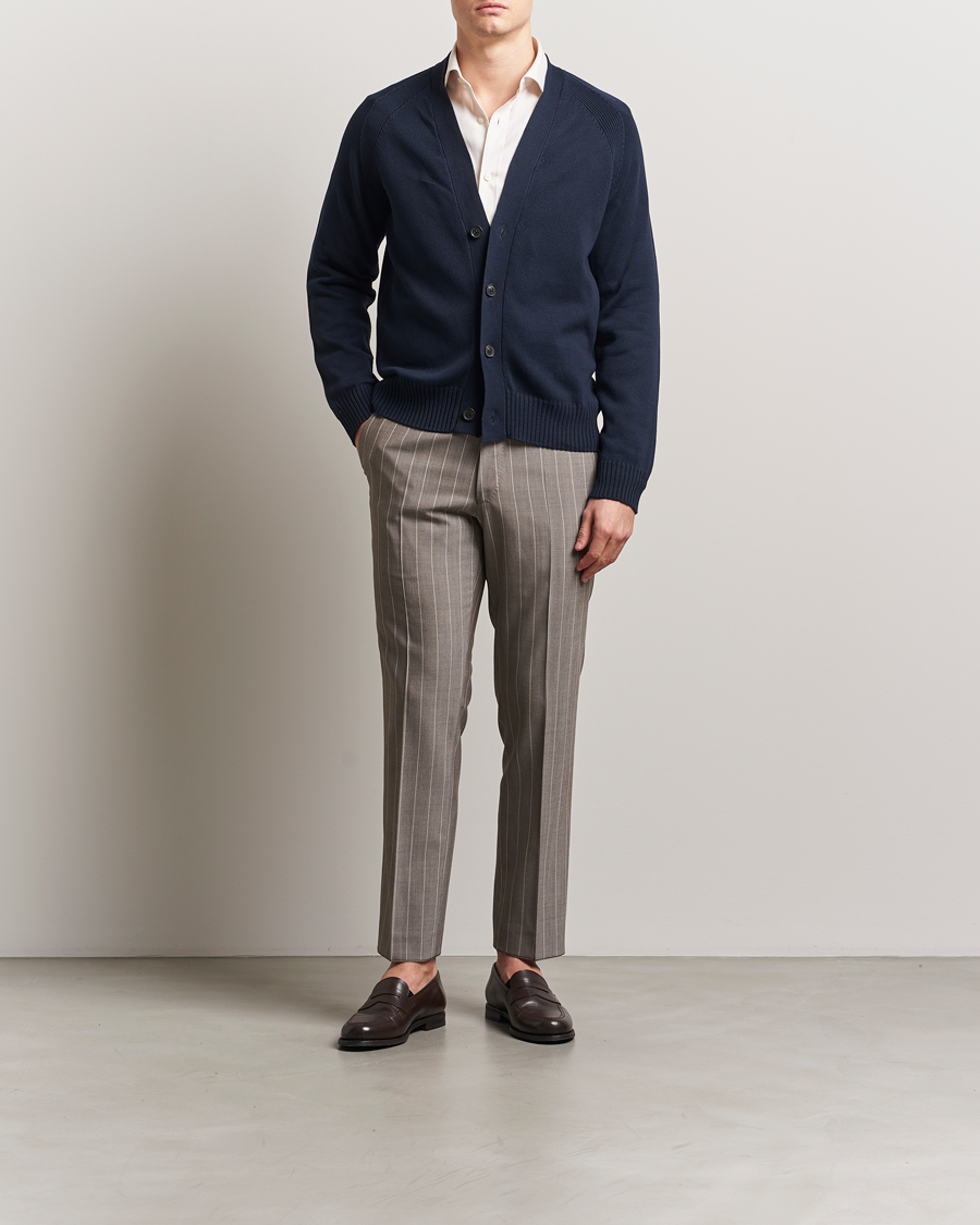 Herren | Pullover | Oscar Jacobson | Hover Cotton Cardigan Navy
