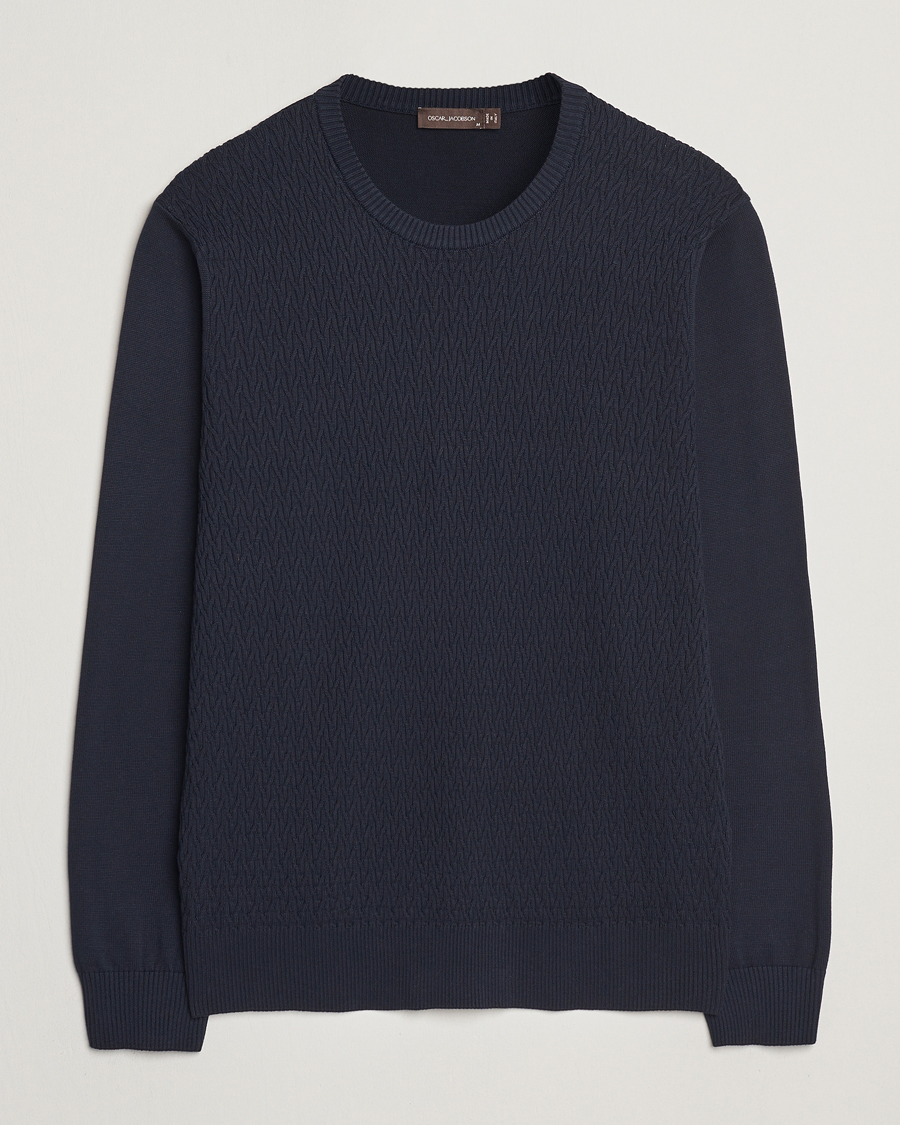 Herren | Pullover | Oscar Jacobson | Blake Knitted Cotton Crew Navy