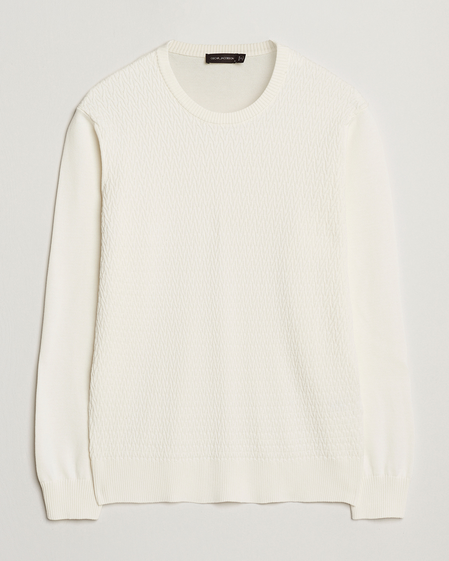 Herren | Pullover | Oscar Jacobson | Blake Knitted Cotton Crew White