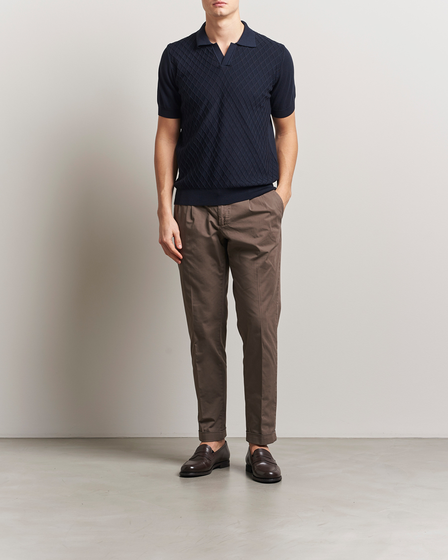 Herren | Poloshirts | Oscar Jacobson | Mirza Structured Cotton Polo Navy
