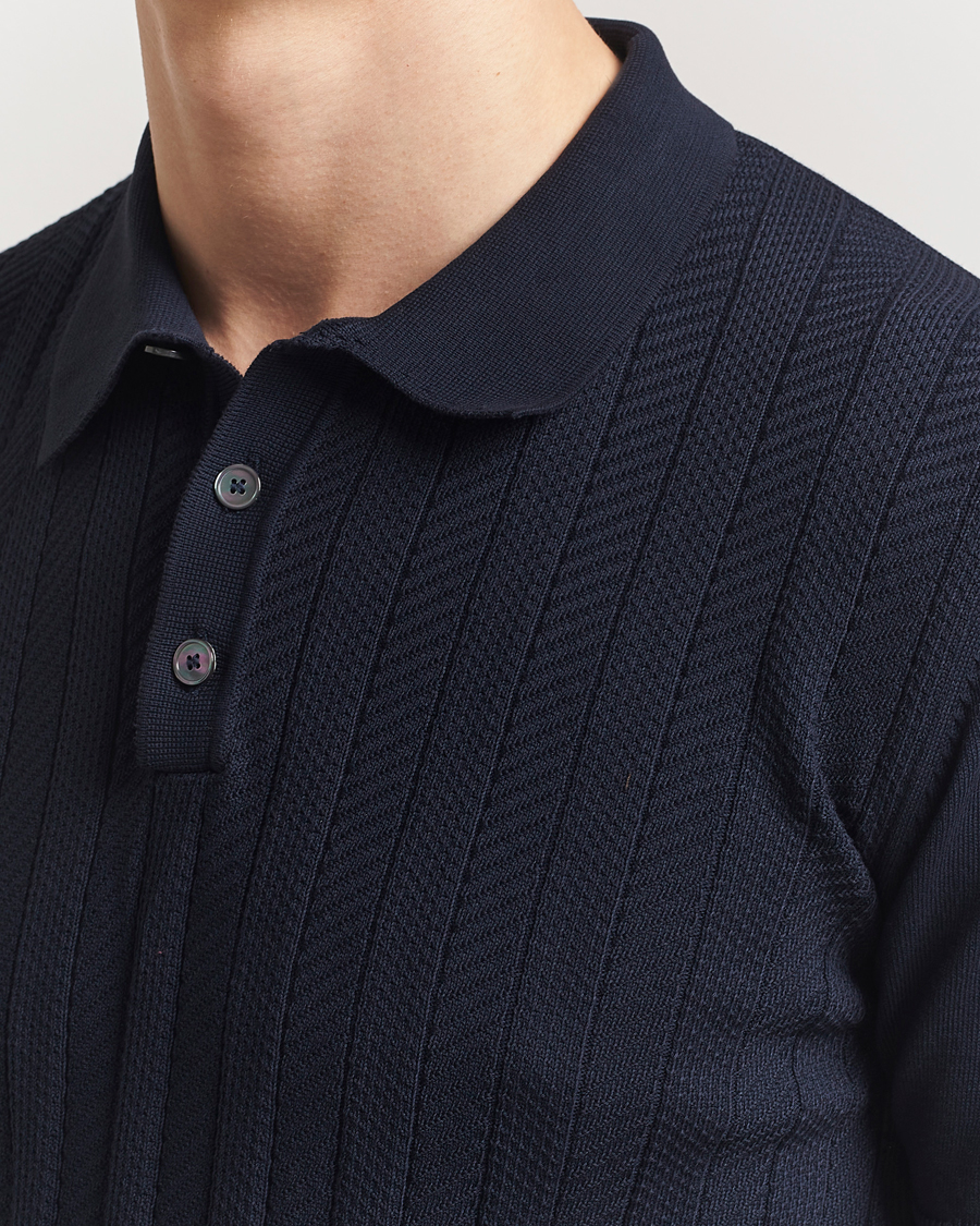 Herren | Poloshirts | Oscar Jacobson | Barto Structured Cotton Polo Navy