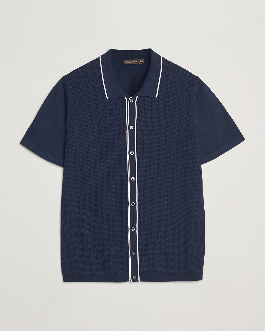 Herren | Poloshirts | Oscar Jacobson | Barker Knitted Polo Navy
