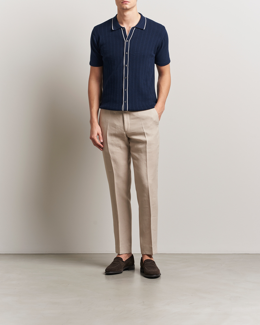 Herren | Poloshirts | Oscar Jacobson | Barker Knitted Polo Navy