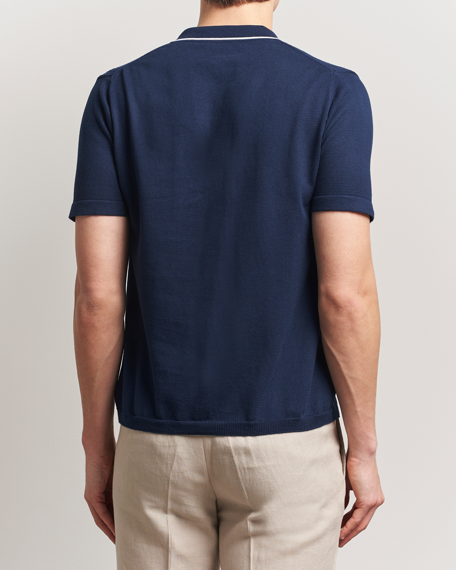 Herren | Poloshirts | Oscar Jacobson | Barker Knitted Polo Navy