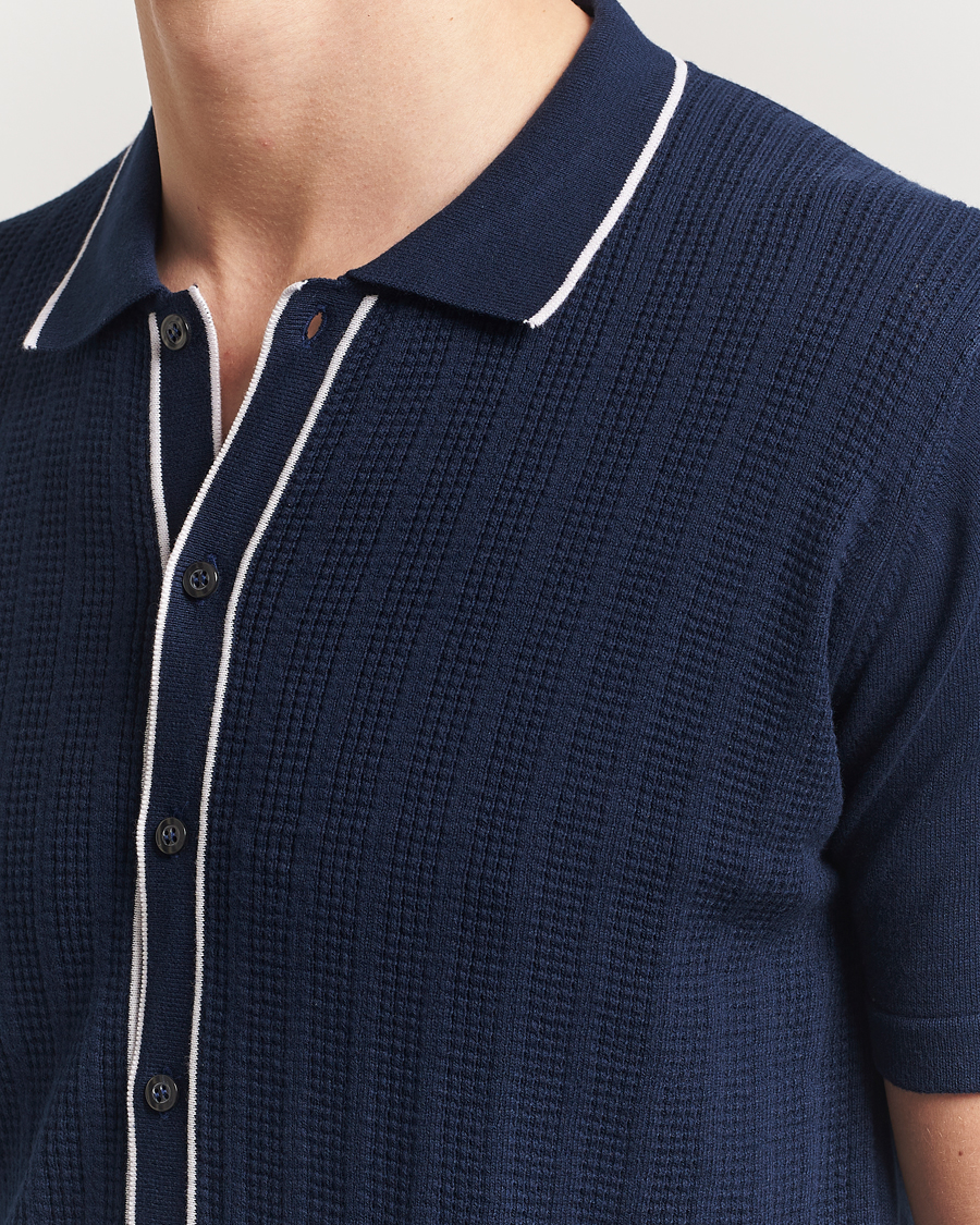 Herren | Poloshirts | Oscar Jacobson | Barker Knitted Polo Navy
