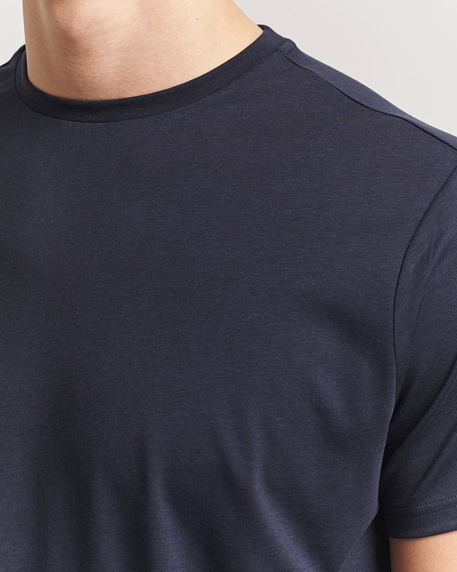 Herren | T-Shirts | Oscar Jacobson | Kim Lyocel/Cotton T-Shirt Navy