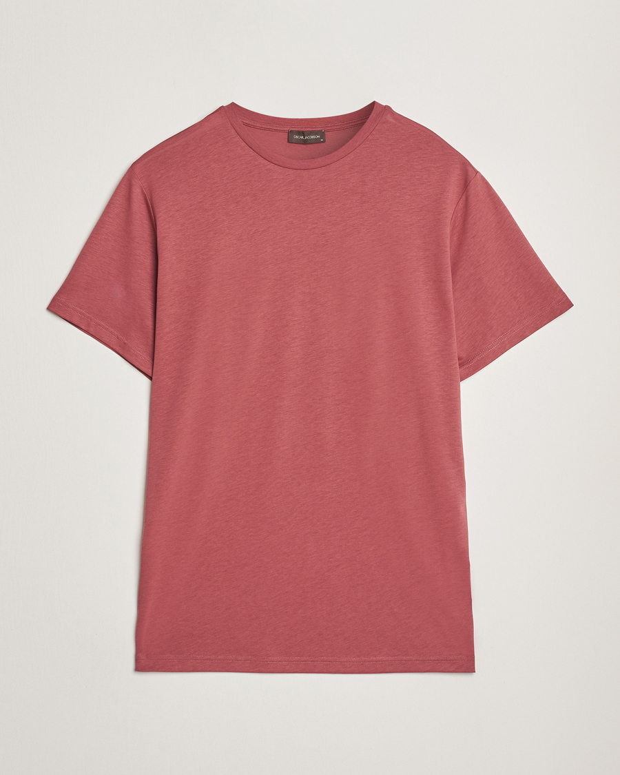 Herren | T-Shirts | Oscar Jacobson | Kim Cotton/Tencel T-Shirt Rasberry
