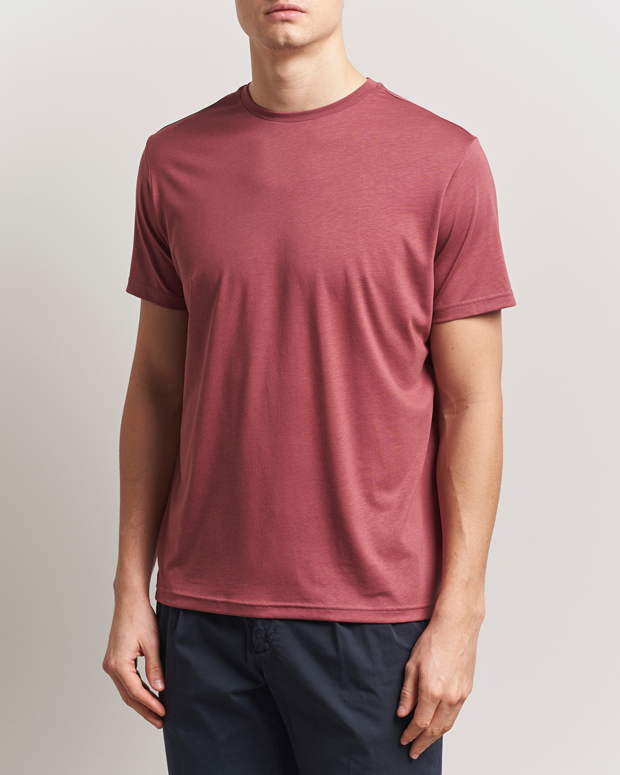 Herren | T-Shirts | Oscar Jacobson | Kim Cotton/Tencel T-Shirt Rasberry