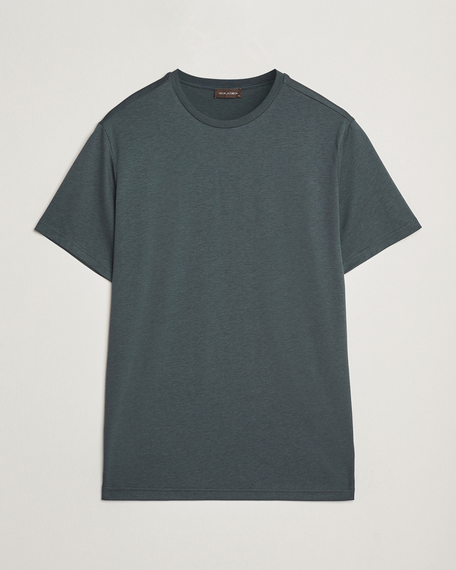 Herren | T-Shirts | Oscar Jacobson | Kim Cotton/Tencel T-Shirt Deep Green