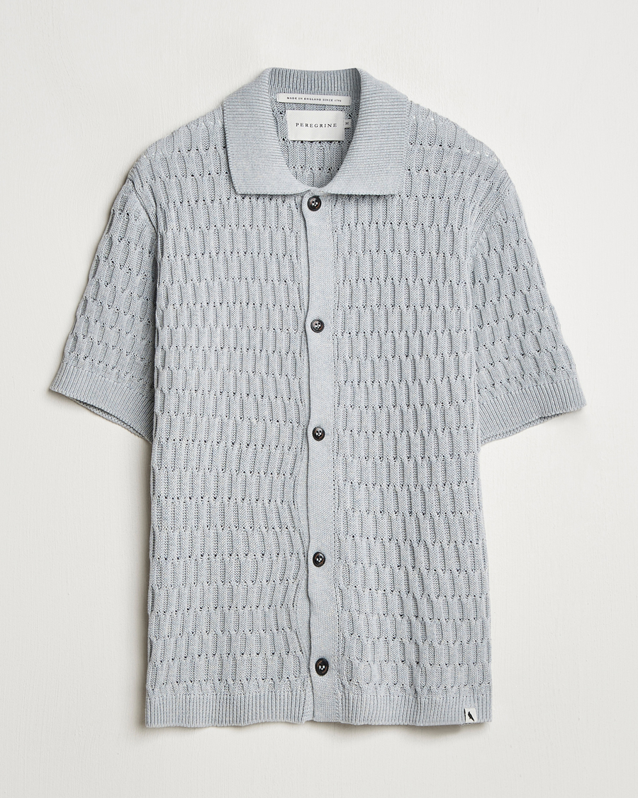 Herren | Hemden | Peregrine | Cove Knitted Short Sleeve Shirt Washed Denim