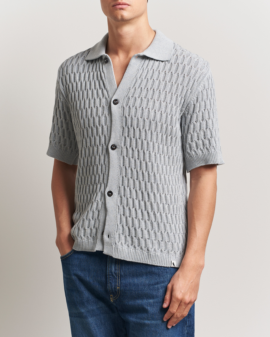 Herren | Hemden | Peregrine | Cove Knitted Short Sleeve Shirt Washed Denim