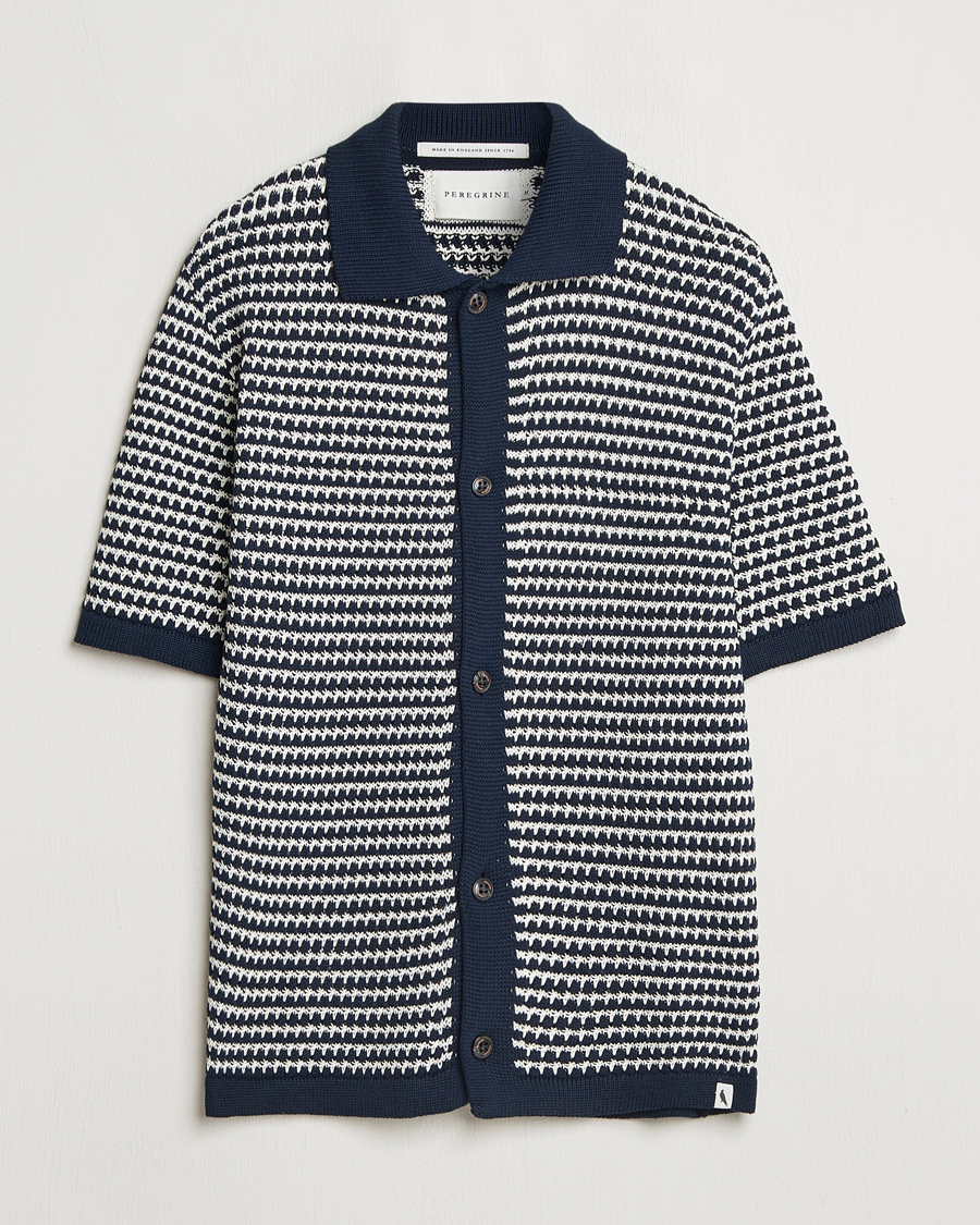 Herren | Hemden | Peregrine | Island Crochet Knitted Shirt Navy