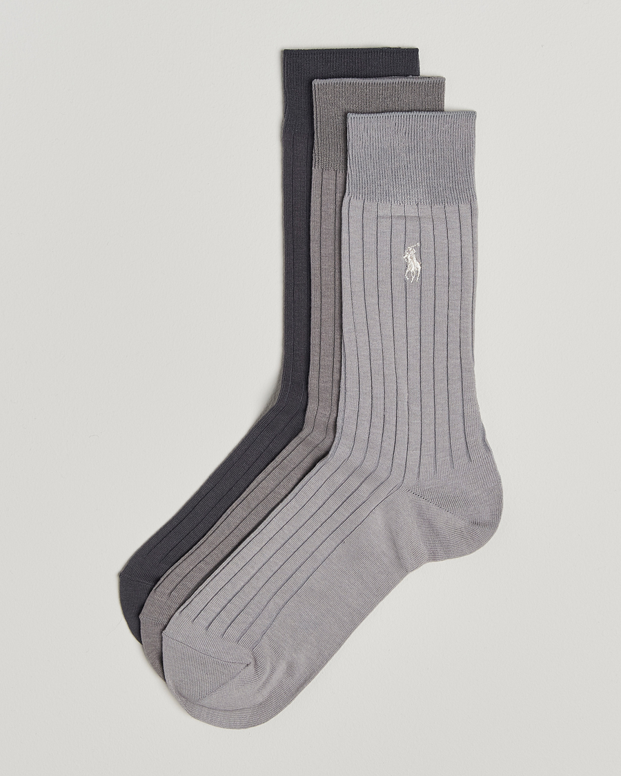 Herren | Unterwäsche | Polo Ralph Lauren | 3-Pack Egyptian Rib Crew Sock Grey