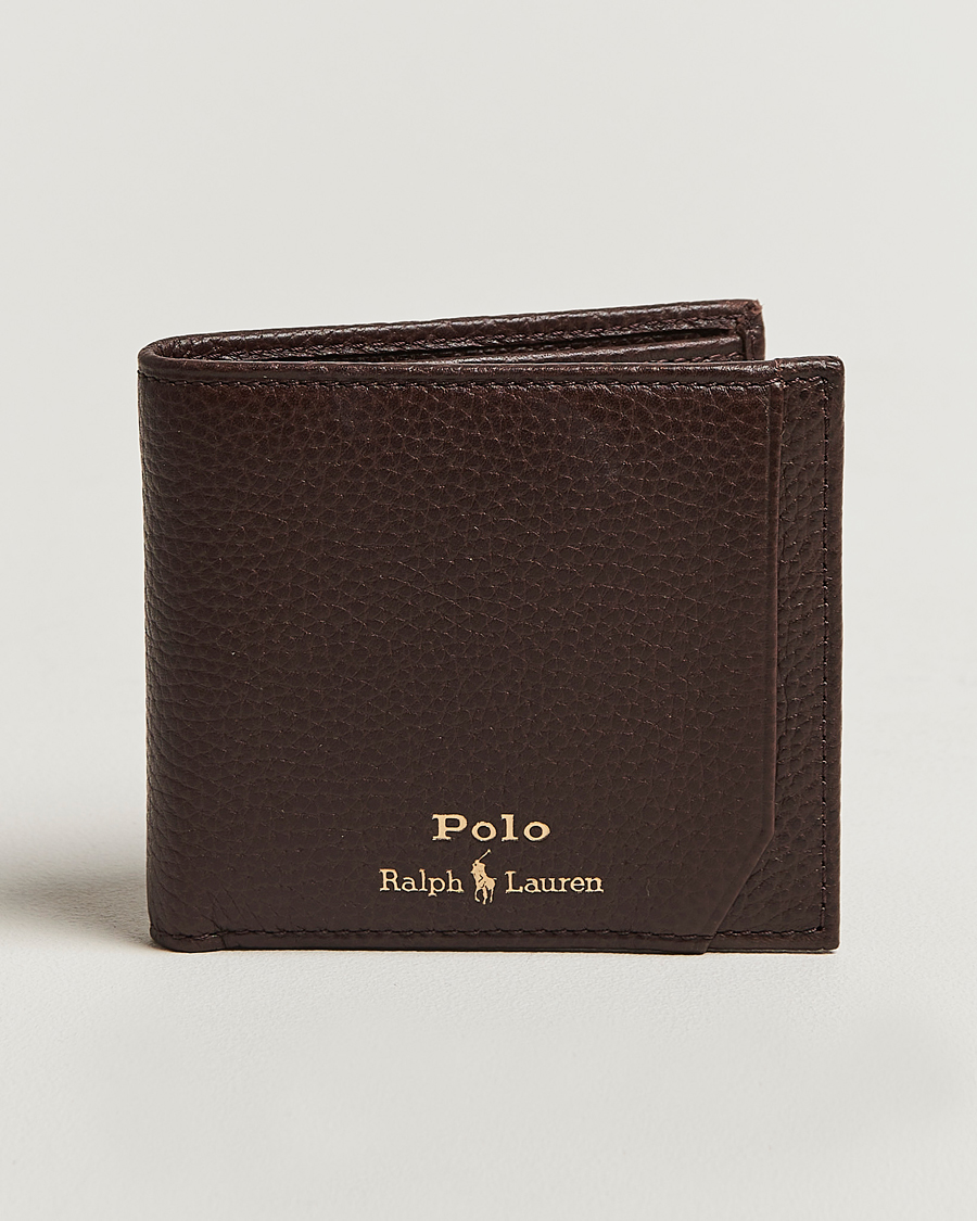 Herren | Polo Ralph Lauren Pebble Leather Billfold Wallet Dark Brown | Polo Ralph Lauren | Pebble Leather Billfold Wallet Dark Brown