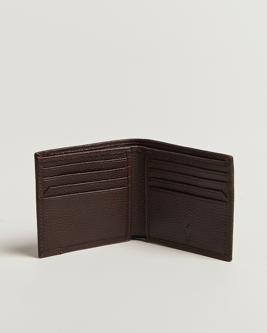 Herren | Polo Ralph Lauren Pebble Leather Billfold Wallet Dark Brown | Polo Ralph Lauren | Pebble Leather Billfold Wallet Dark Brown