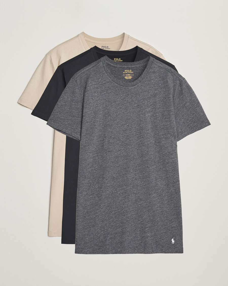Herren | T-Shirts | Polo Ralph Lauren | 3-Pack Crew Neck T-Shirt Grey/Beige/Black