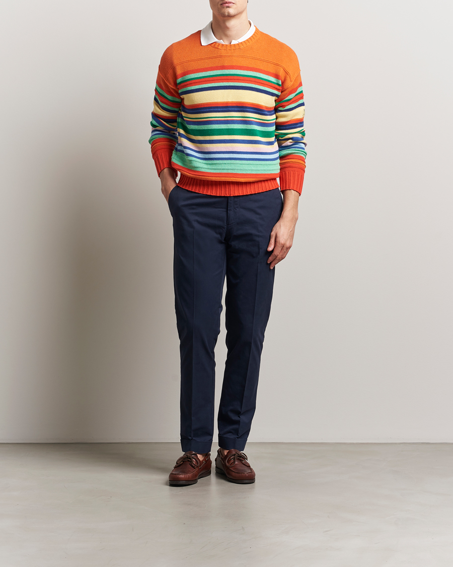 Herren | Pullover | Polo Ralph Lauren | Cotton/Linen Stripe Sweater Orange Combo
