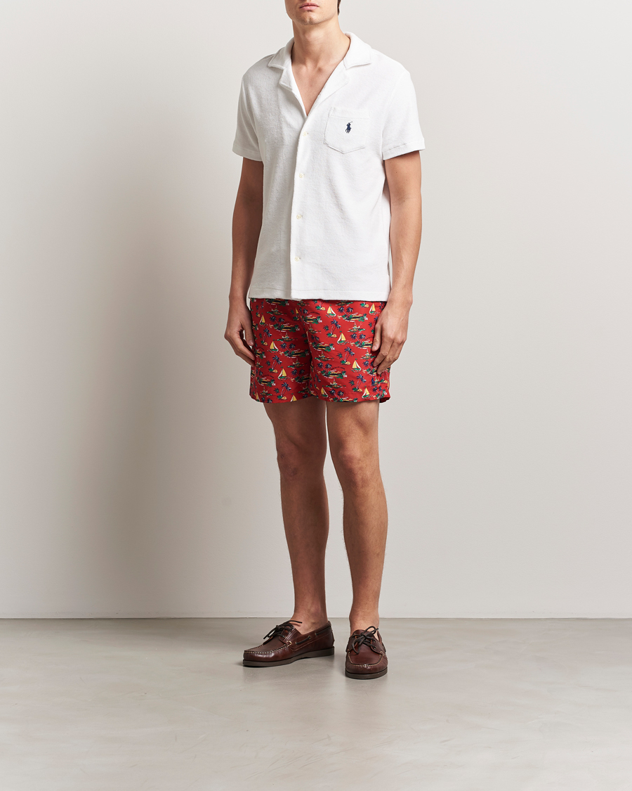 Herren | Badehosen | Polo Ralph Lauren | Traveler Recycled Swimshorts Island Scenic Red