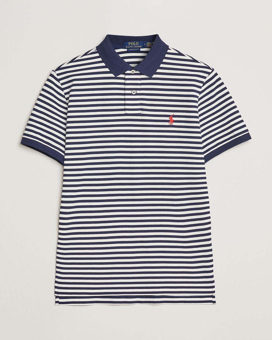Herren | Poloshirts | Polo Ralph Lauren | Custom Slim Fit Striped Polo Deckwash White/Navy