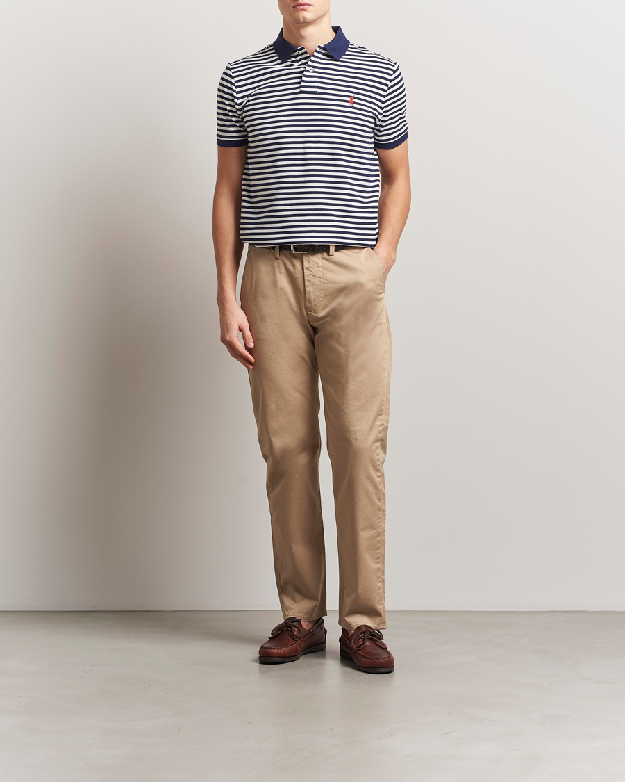 Herren | Poloshirts | Polo Ralph Lauren | Custom Slim Fit Striped Polo Deckwash White/Navy