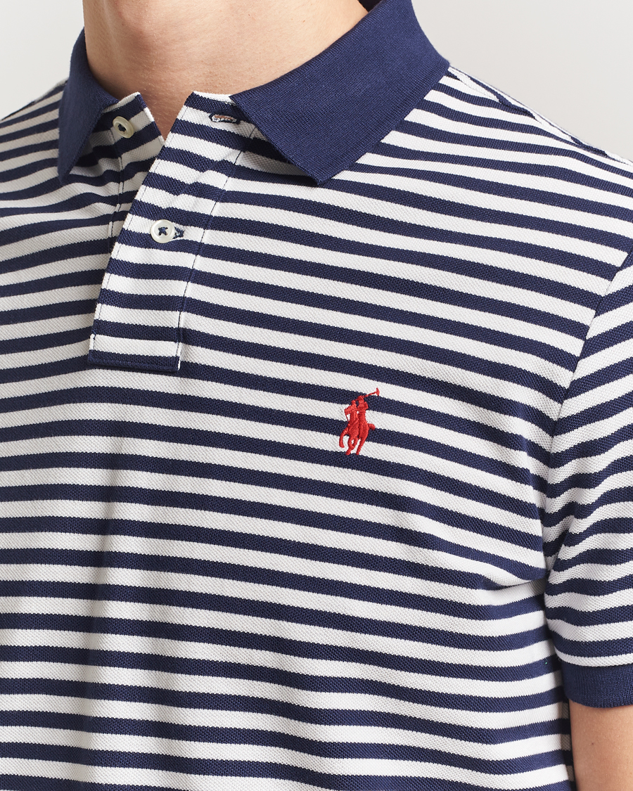 Herren | Poloshirts | Polo Ralph Lauren | Custom Slim Fit Striped Polo Deckwash White/Navy