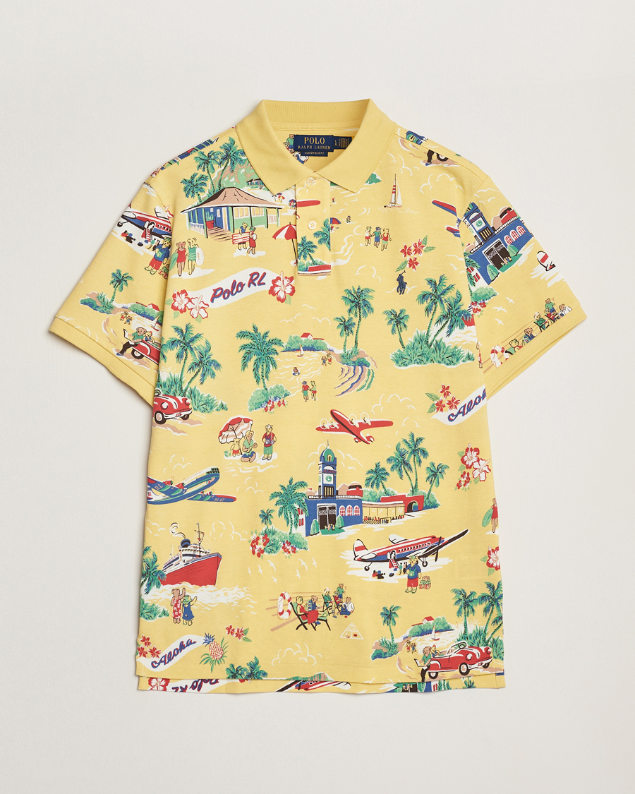 Herren | Poloshirts | Polo Ralph Lauren | Printed Mesh Polo Holiday Bear Yellow