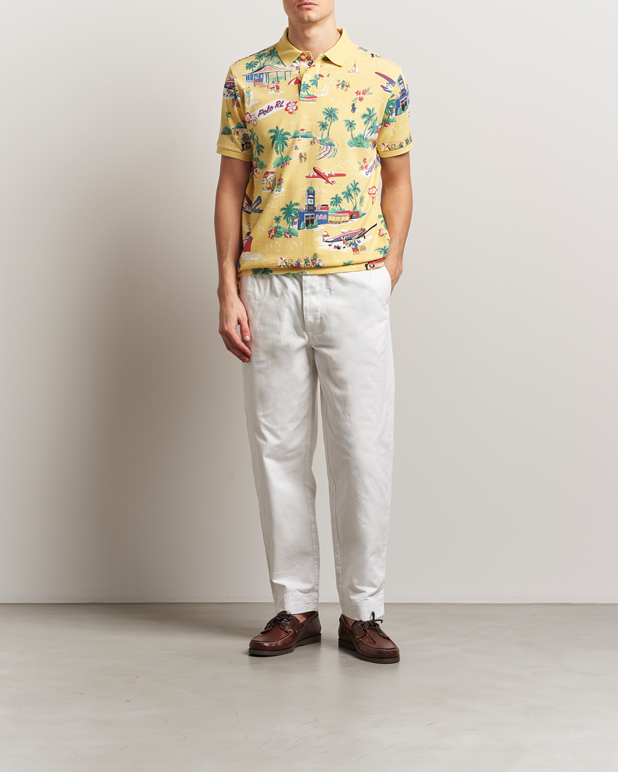Herren | Poloshirts | Polo Ralph Lauren | Printed Mesh Polo Holiday Bear Yellow