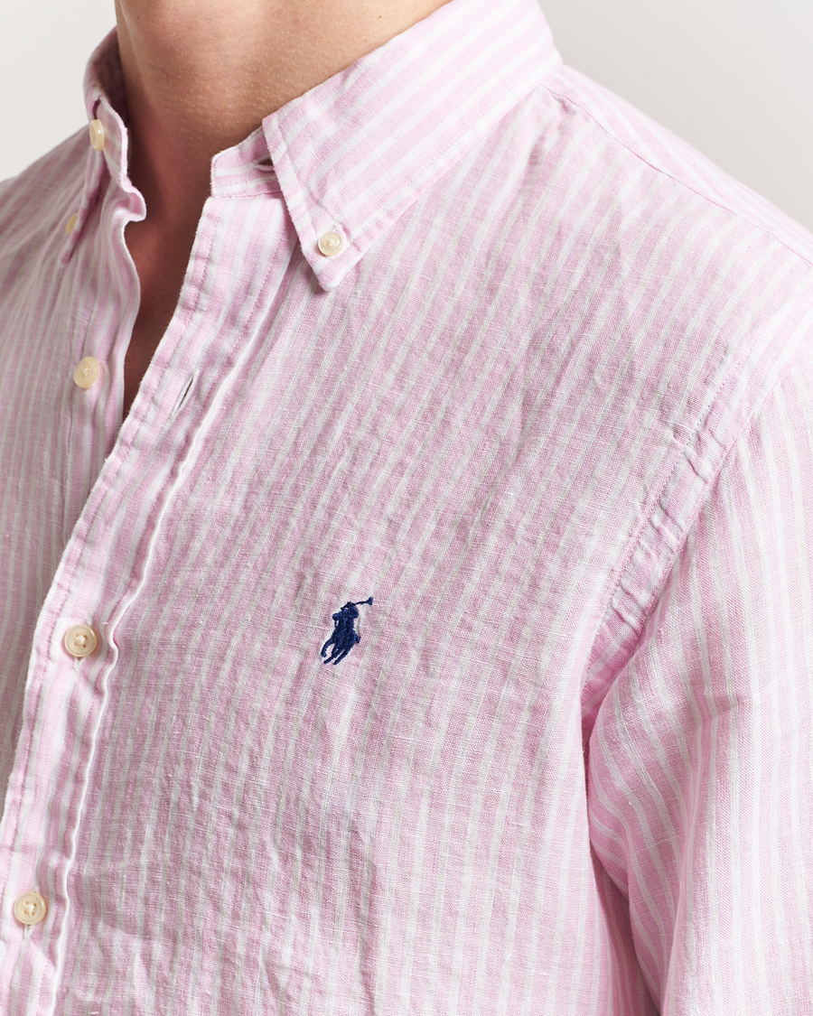Herren | Hemden | Polo Ralph Lauren | Custom Fit Striped Linen Shirt Pink/White