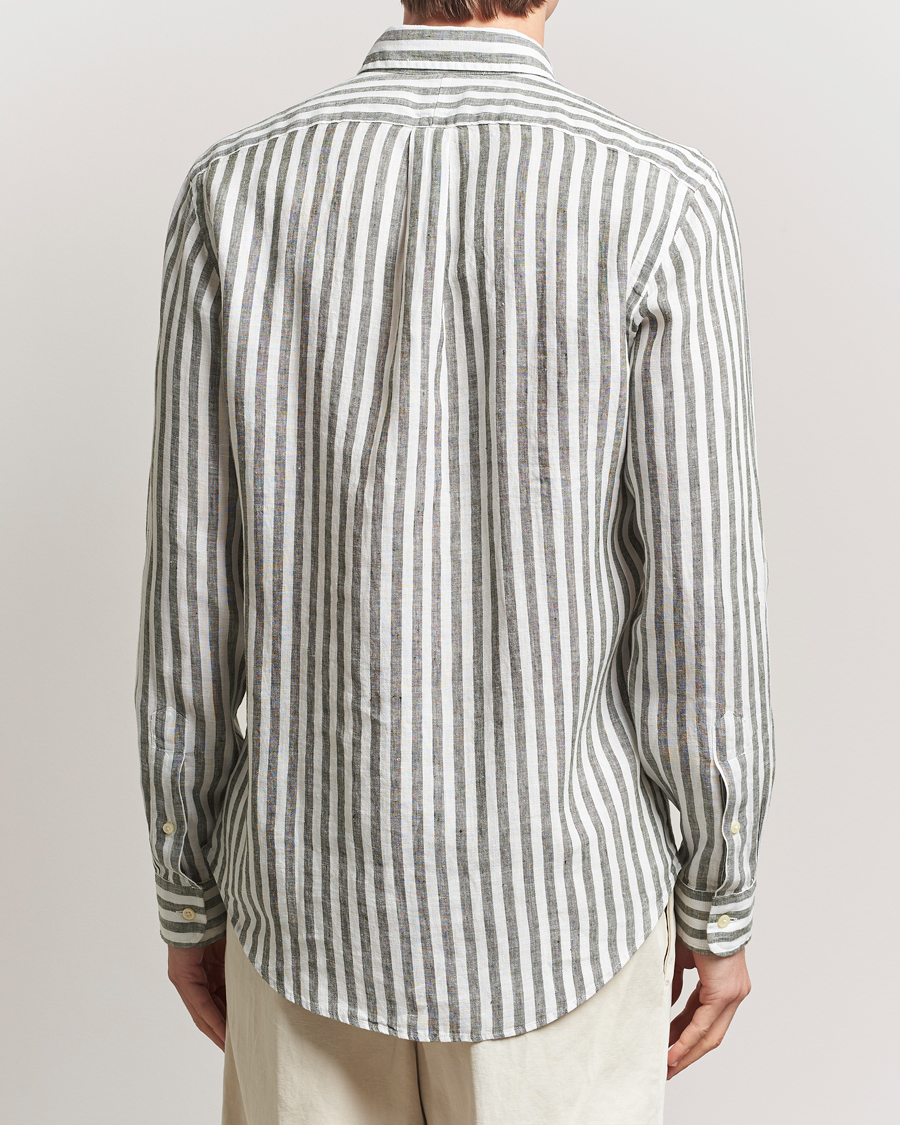 Herren | Hemden | Polo Ralph Lauren | Custom Fit Striped Linen Shirt New Olive/White