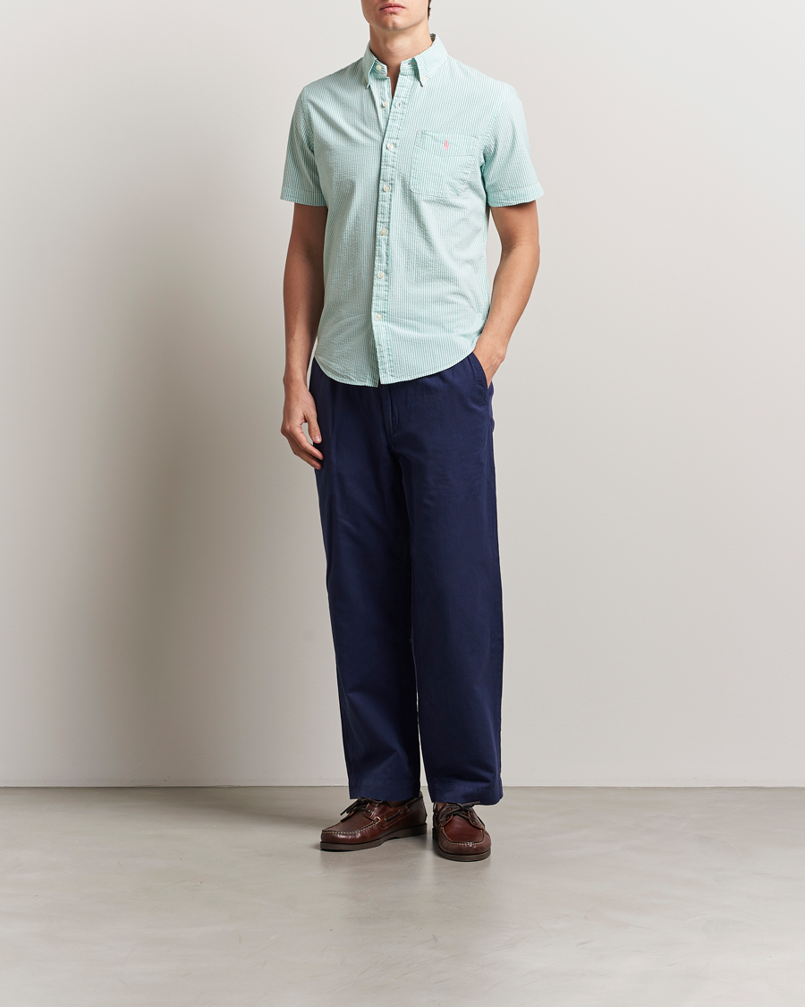 Herren | Hemden | Polo Ralph Lauren | Seersucker Short Sleeve Striped Shirt Green/White