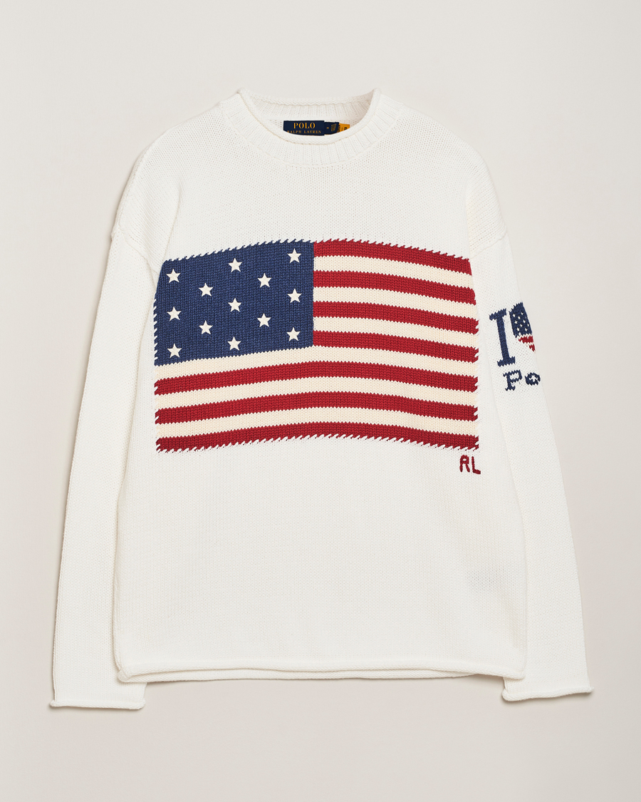 Herren | Pullover | Polo Ralph Lauren | Cotton Flag Sweater Deckwash White