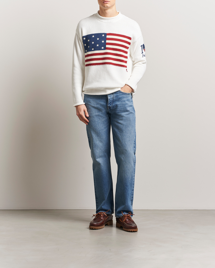 Herren | Pullover | Polo Ralph Lauren | Cotton Flag Sweater Deckwash White