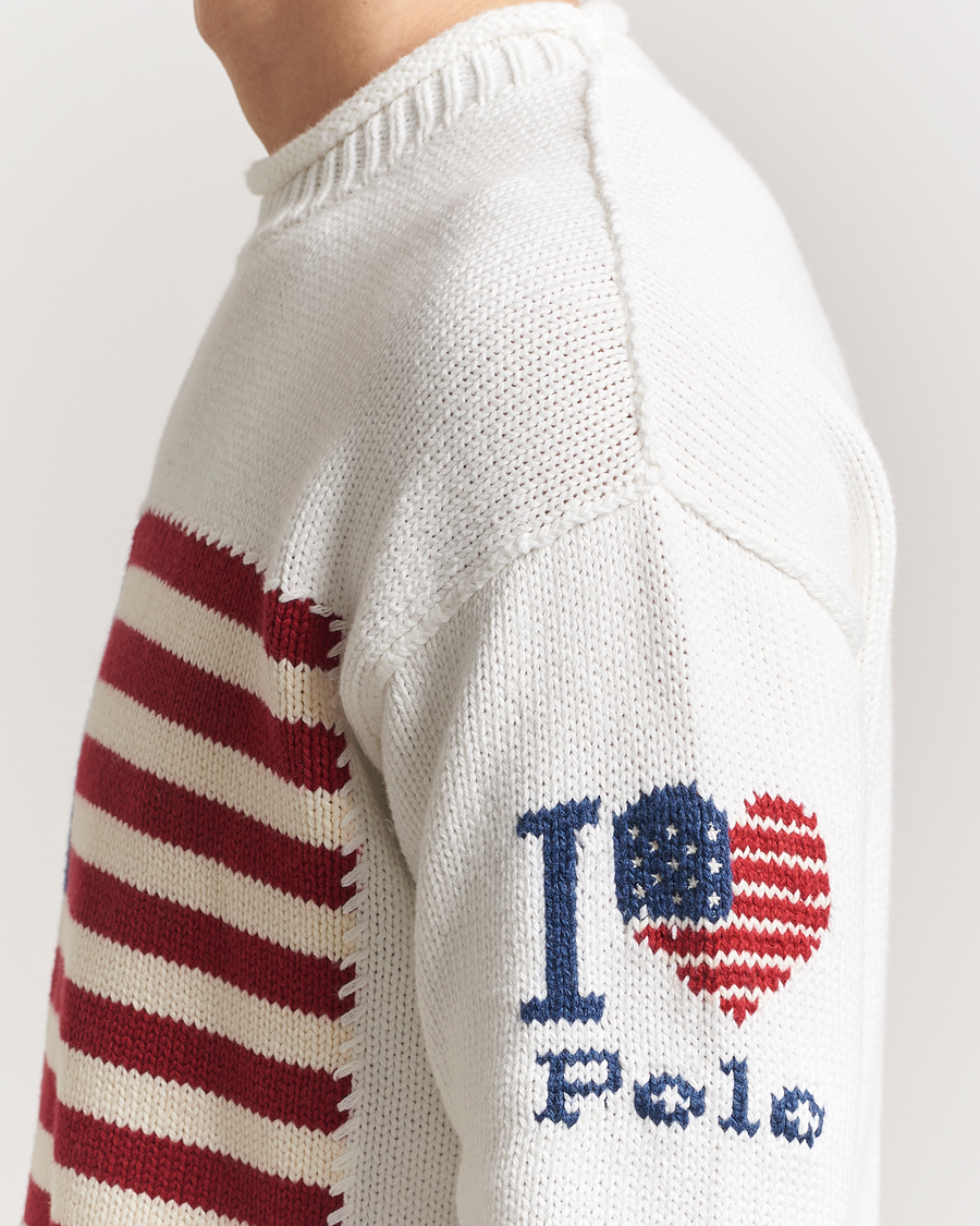 Herren | Pullover | Polo Ralph Lauren | Cotton Flag Sweater Deckwash White