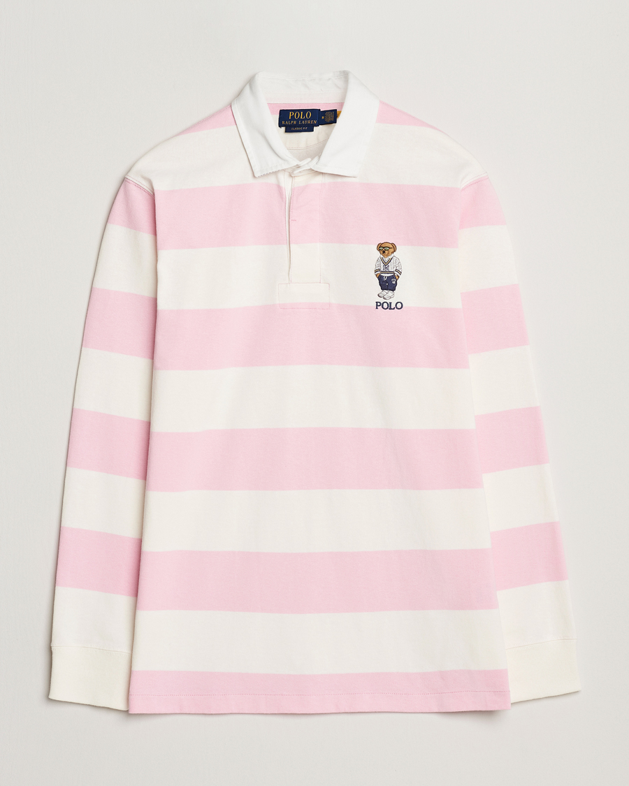 Herren | Pullover | Polo Ralph Lauren | Striped Rugby Varsity Bear Pink/White