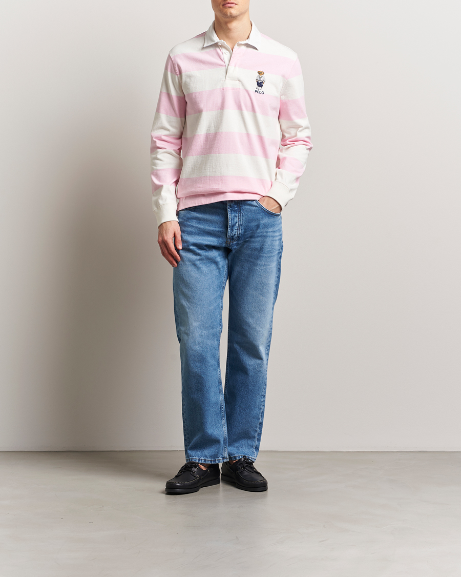 Herren | Pullover | Polo Ralph Lauren | Striped Rugby Varsity Bear Pink/White