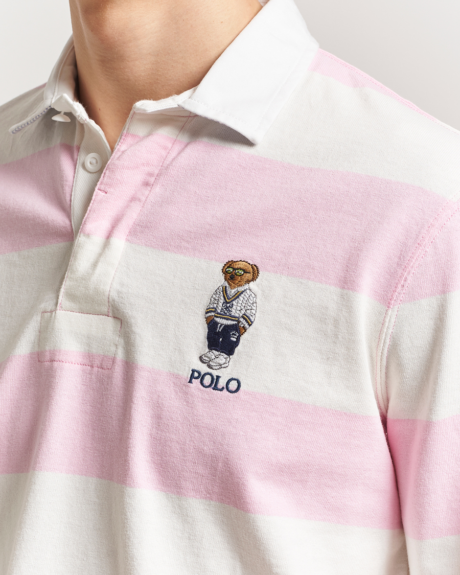 Herren | Pullover | Polo Ralph Lauren | Striped Rugby Varsity Bear Pink/White