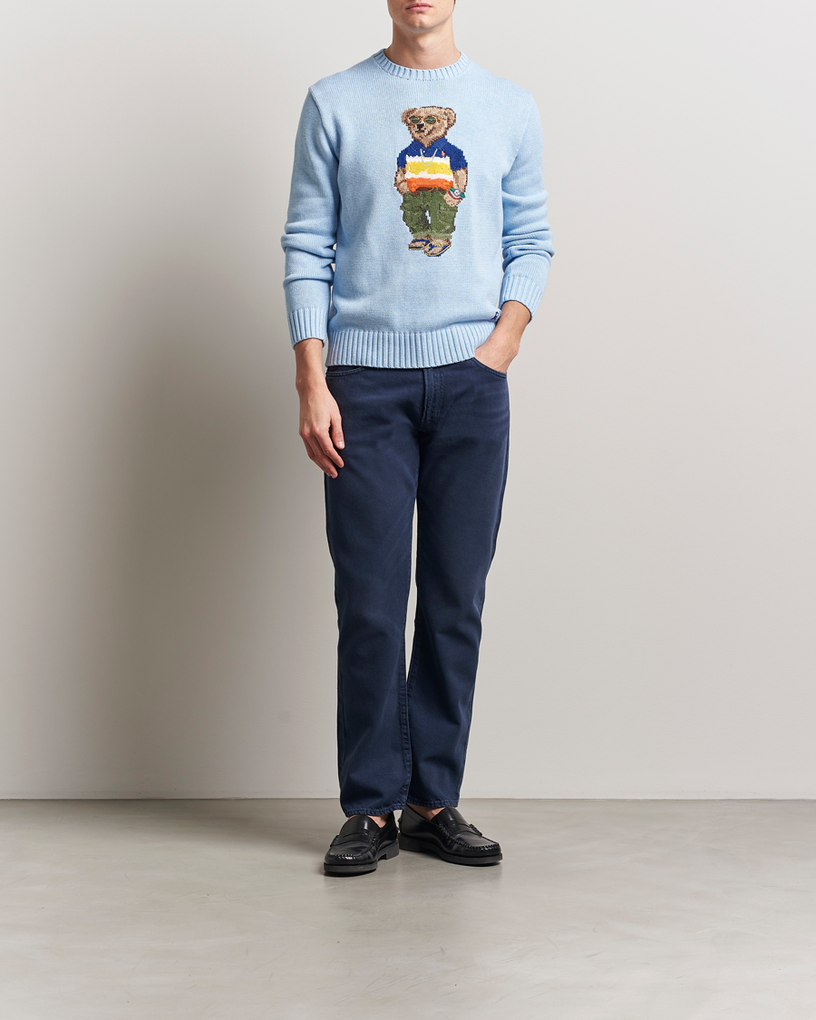 Herren | Pullover | Polo Ralph Lauren | Cotton Knitted Bear Sweatshirt Ocean Pearl Blue