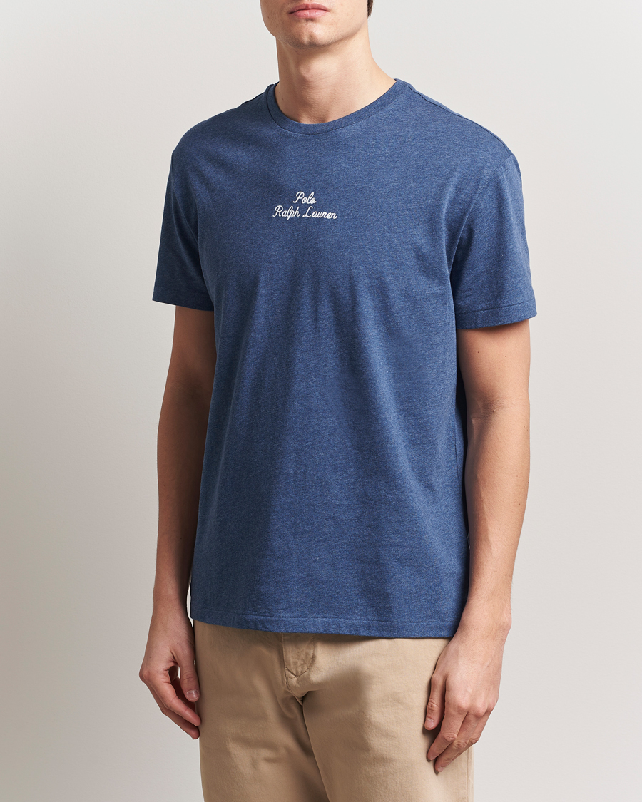 Herren | T-Shirts | Polo Ralph Lauren | Center Logo Crew Neck T-Shirt Derby Blue Heather